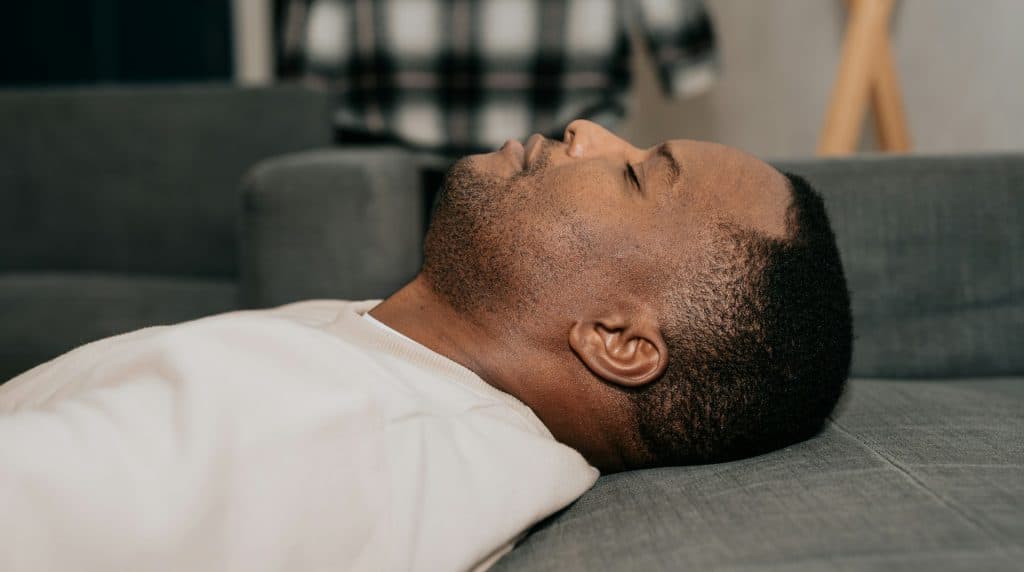 man relaxing alone