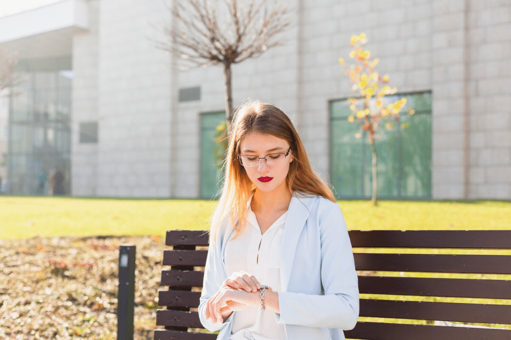 Woman checking the time