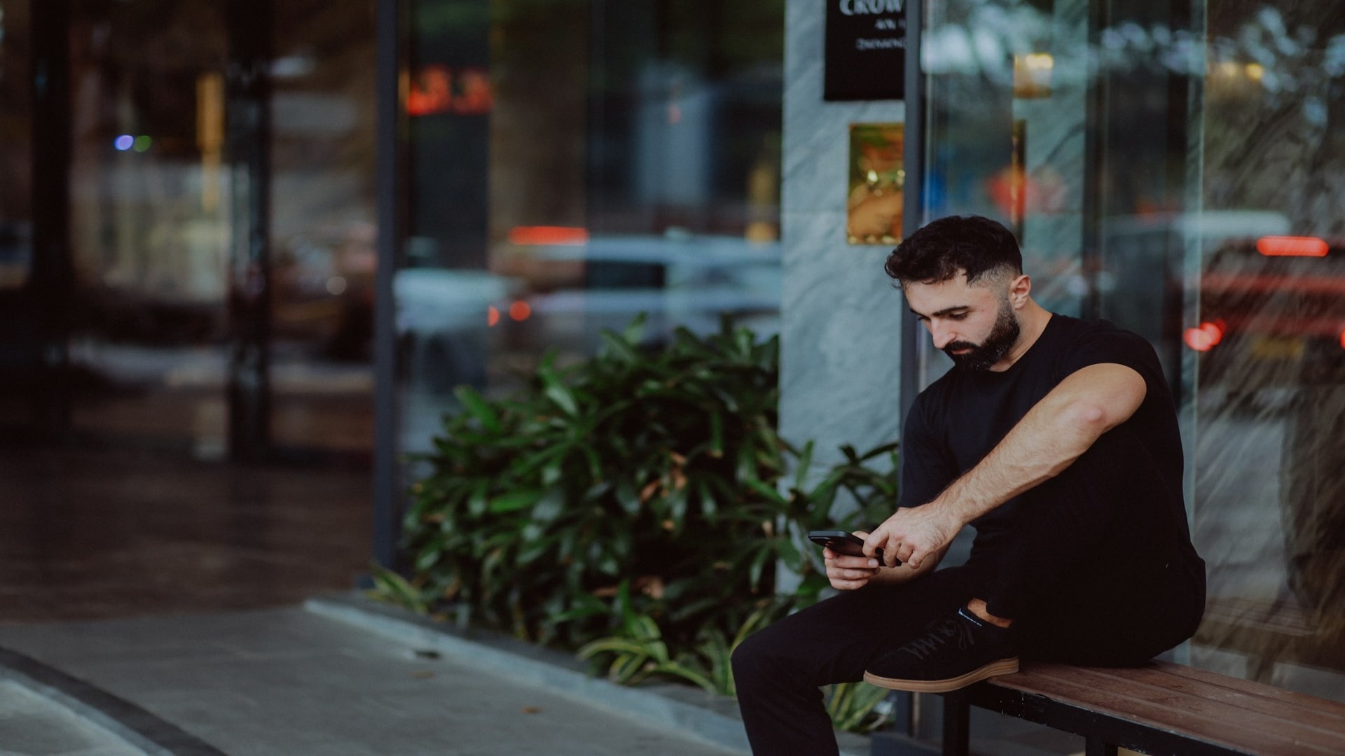 person thinking while reading phone