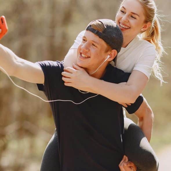 A young couple outdoors