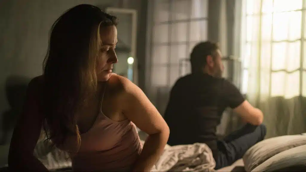Woman looking at the man