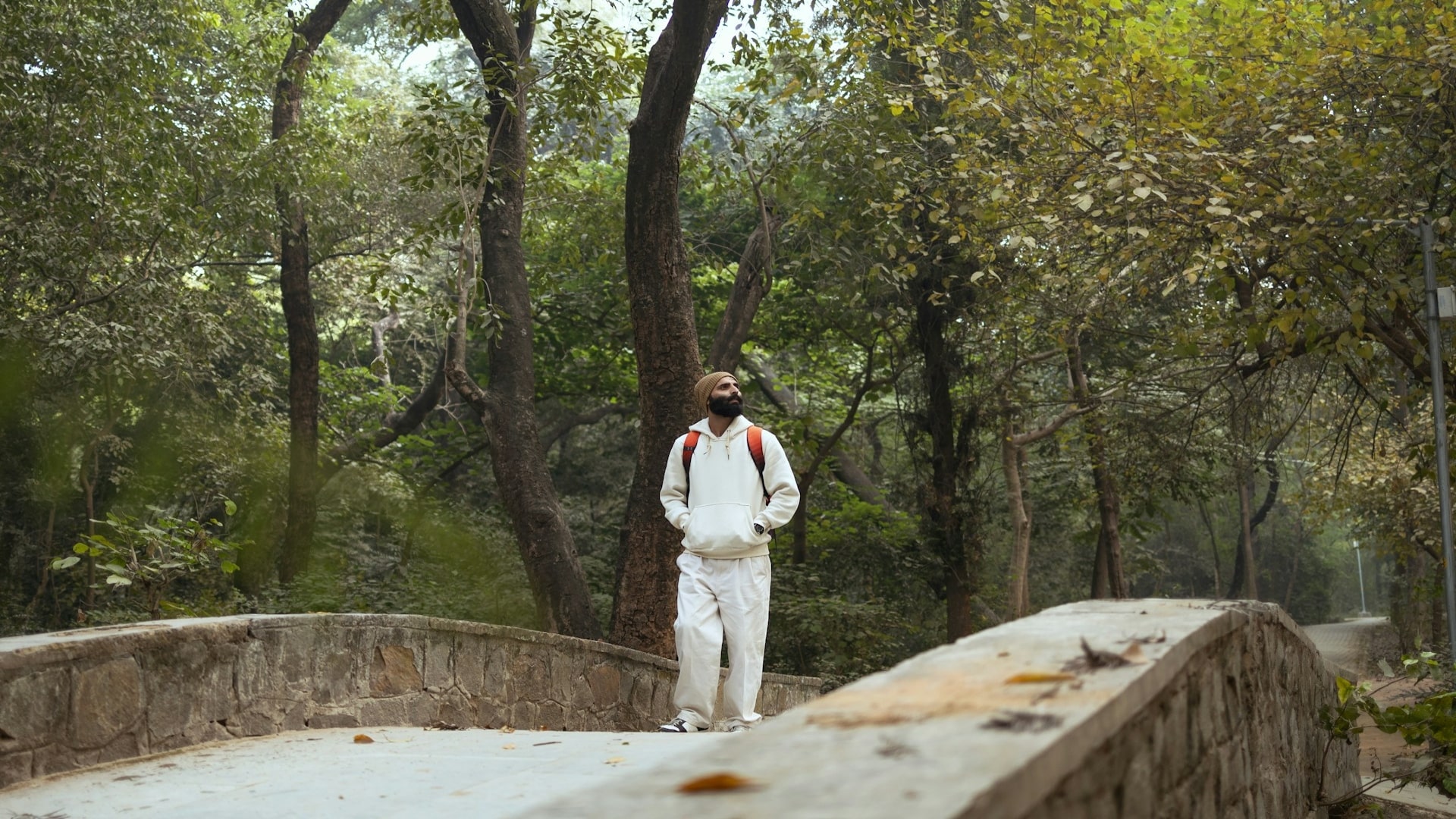 man walking alone outdoors