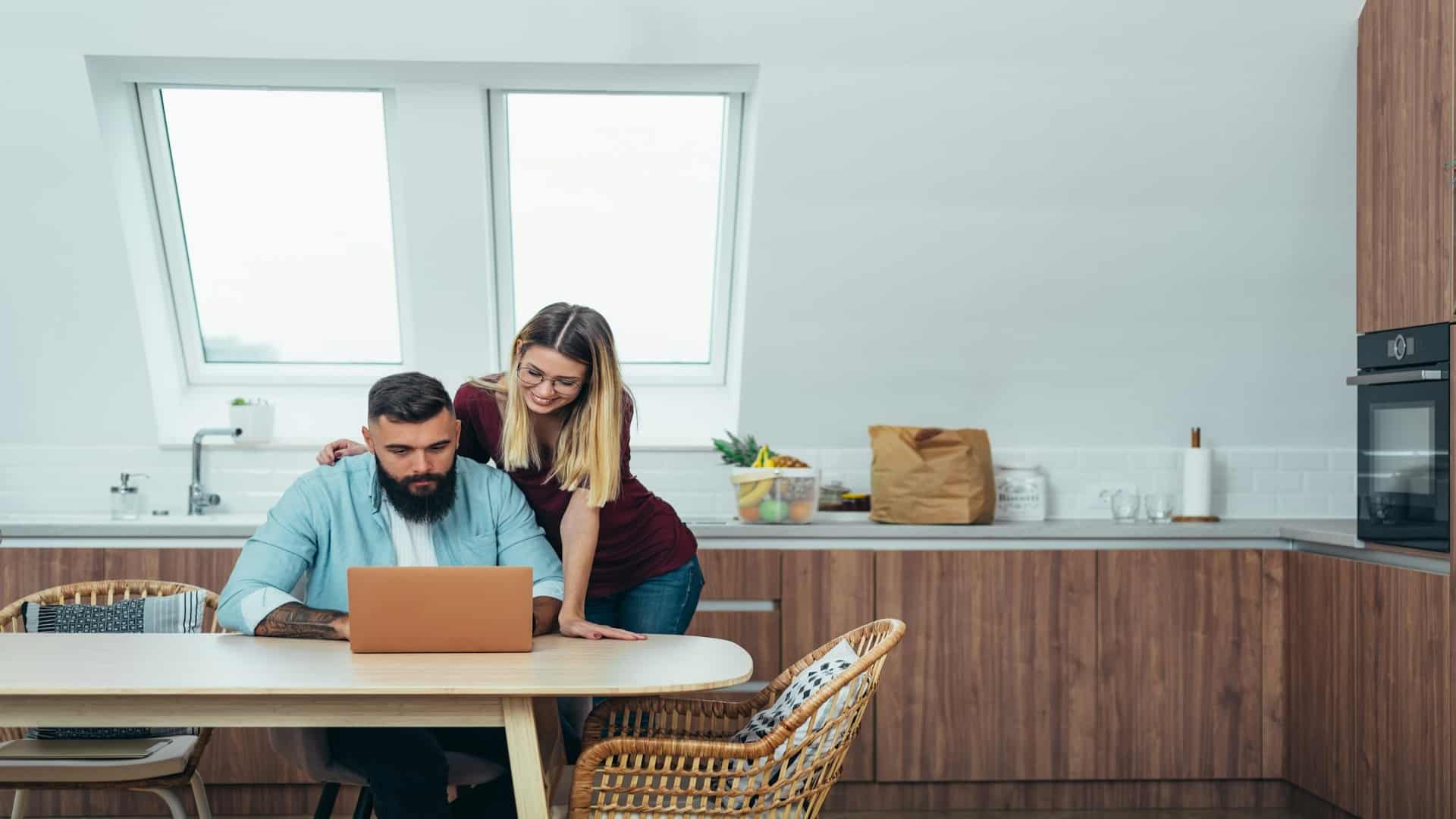 couple planning together at table