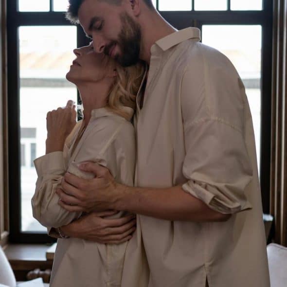 A couple embracing