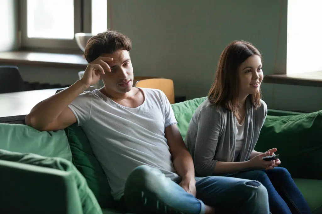 A man thinking and woman does not know