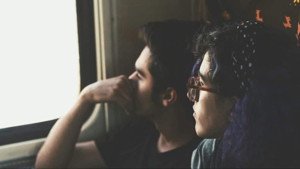 A man and woman not talking to each other