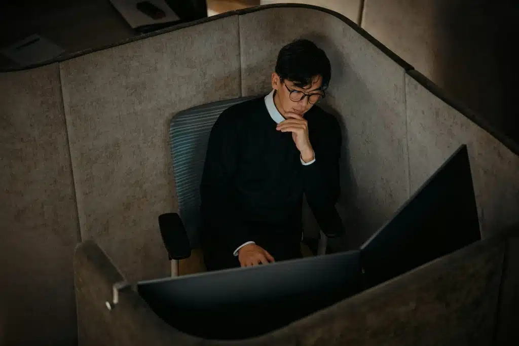 stressed man desk