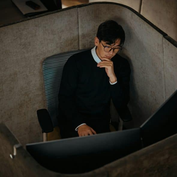 stressed man desk