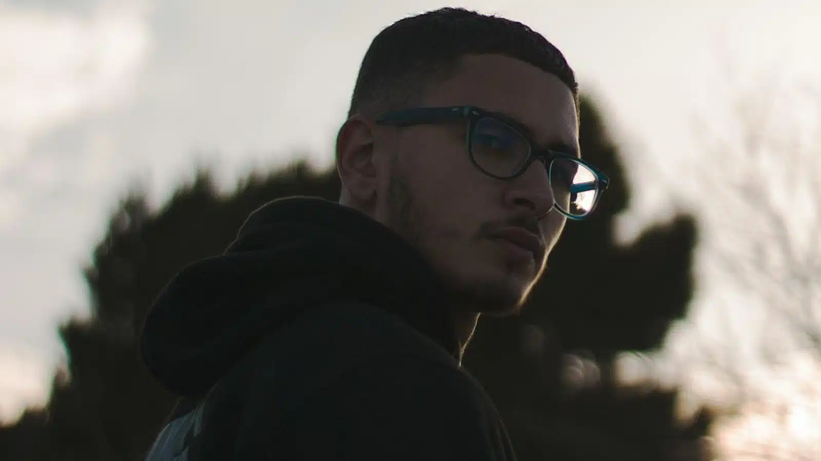 man serious outdoors