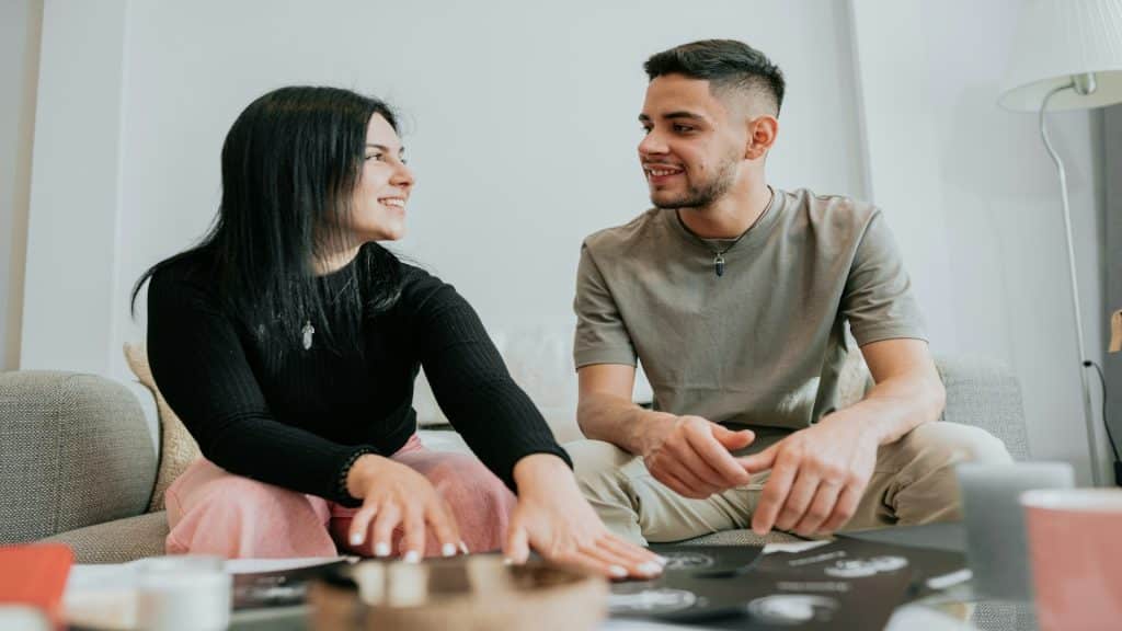 couple discussing meaningful topics 