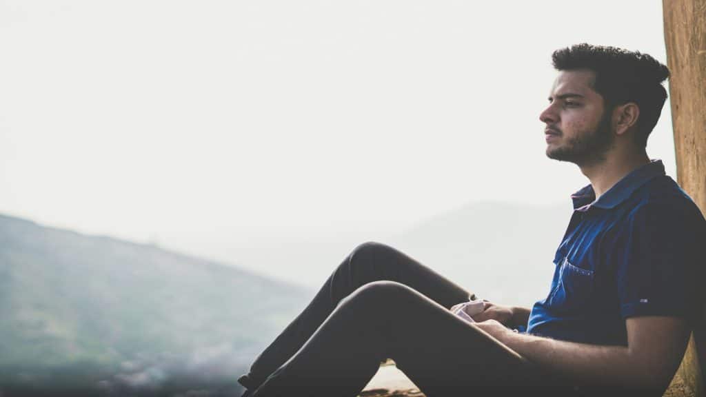 man sitting quietly