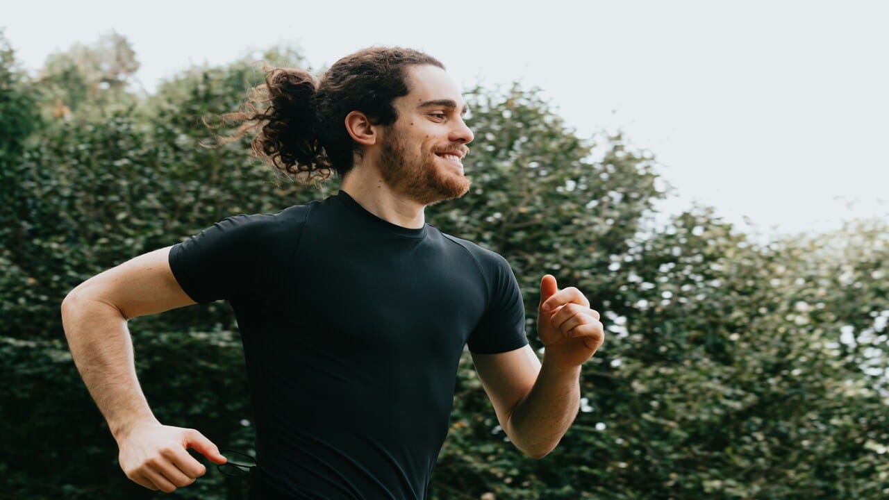 A man jogging by himself