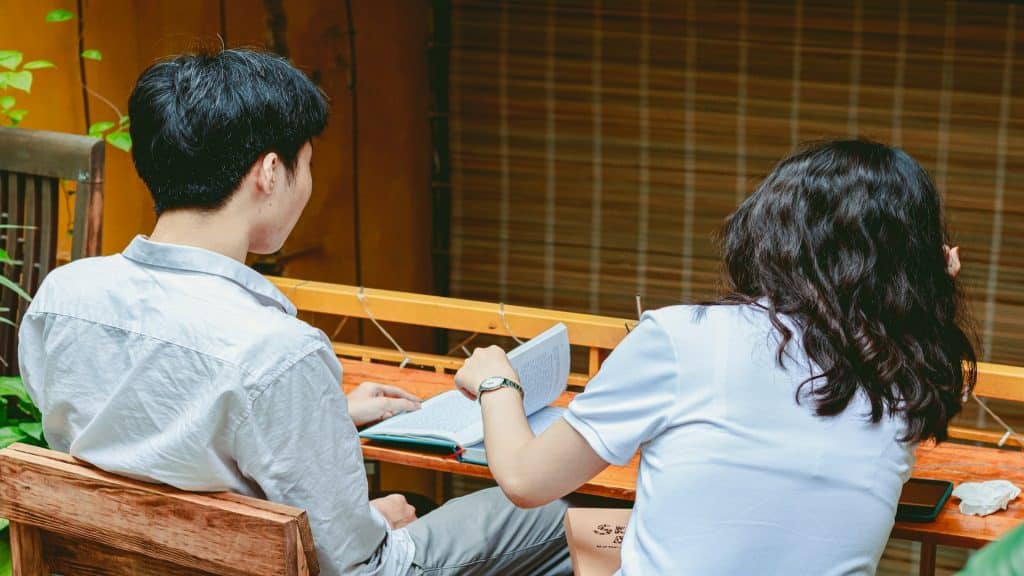 couple reviewing documents together