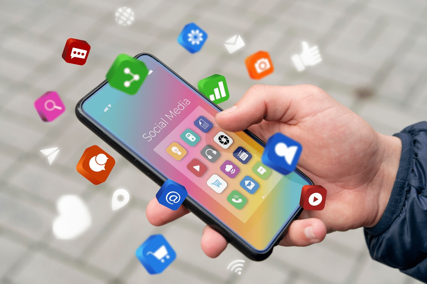 A person using a phone with social media