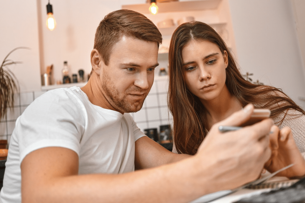 A man telling story to woman