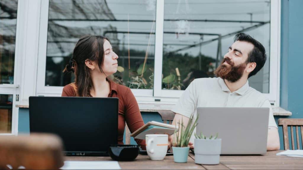 A man and woman having a conversation