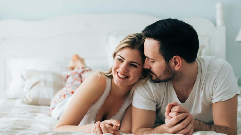 A man and woman close to each other