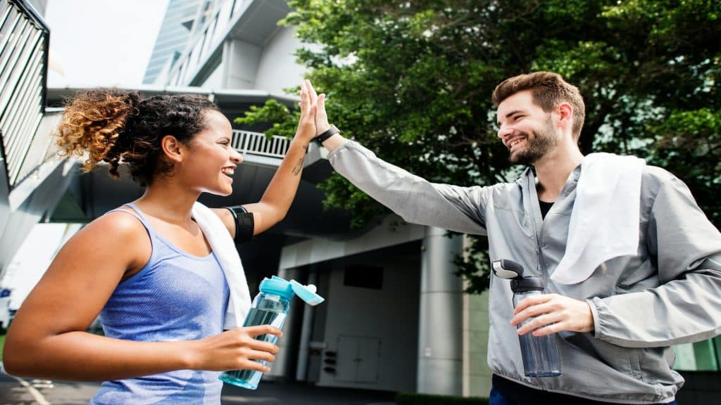 couple celebrating success together
