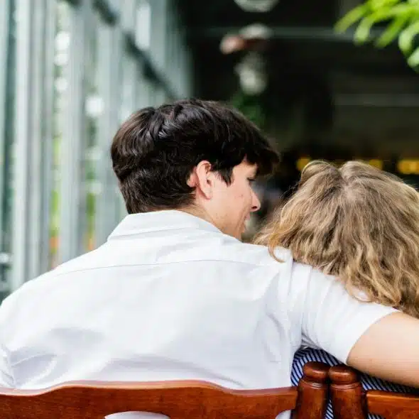 couple sitting quietly during serious conversation