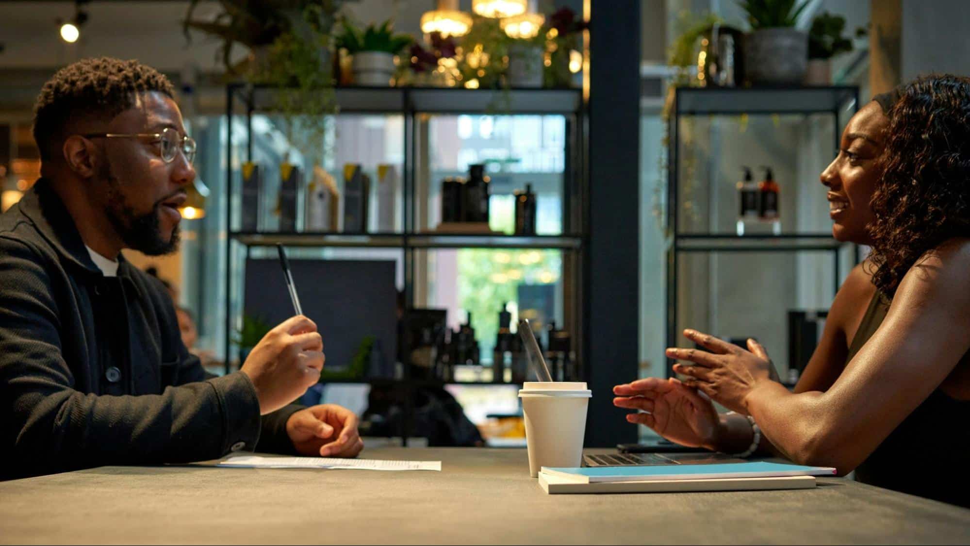 A man and woman having a conversation