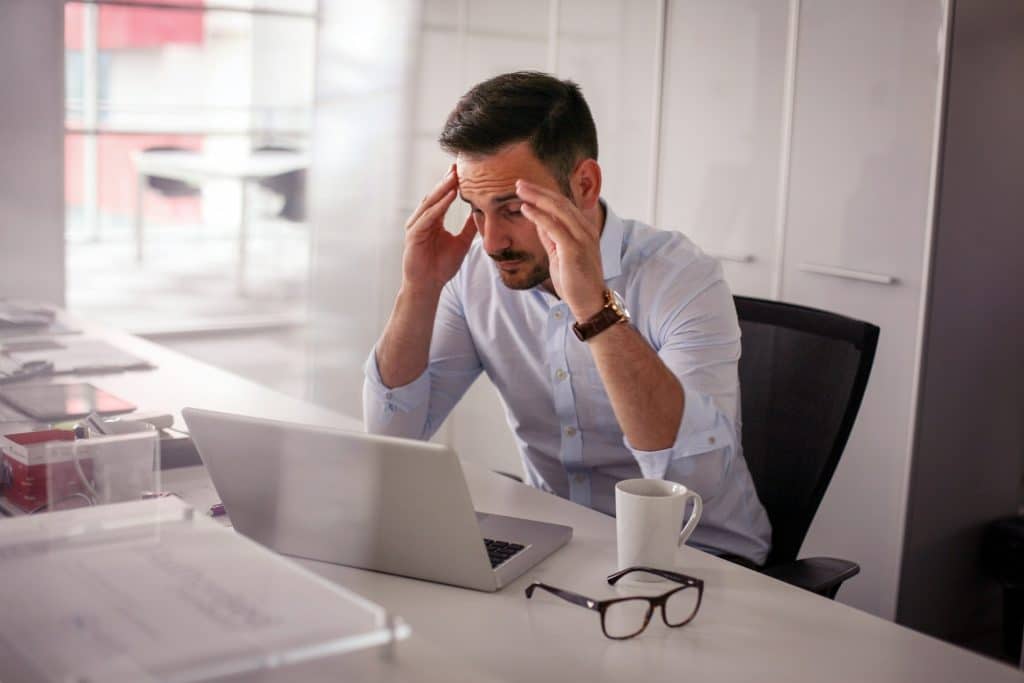 man headache indoors