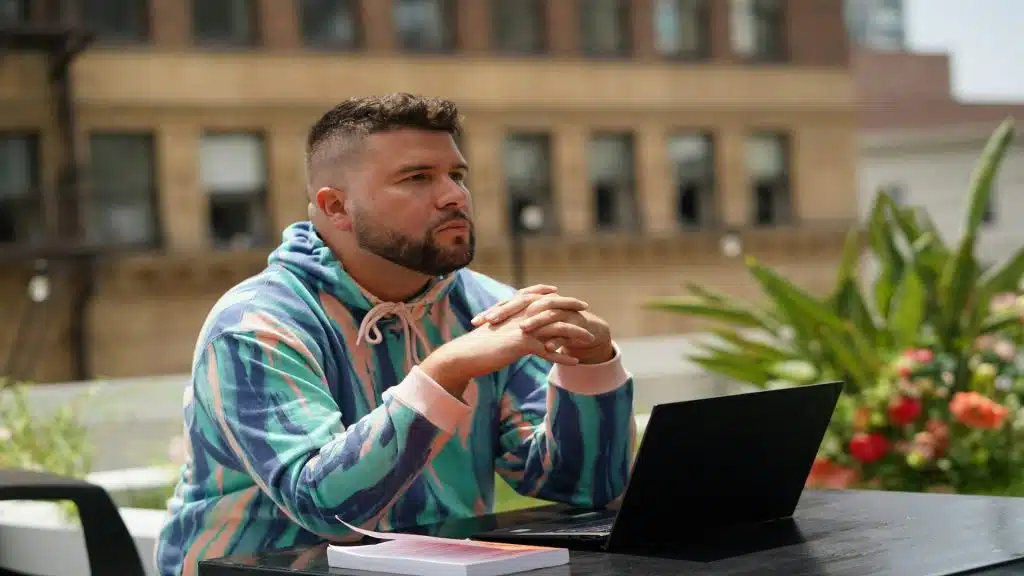 man looking hesitant during conversation