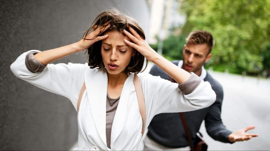 A man and woman arguing