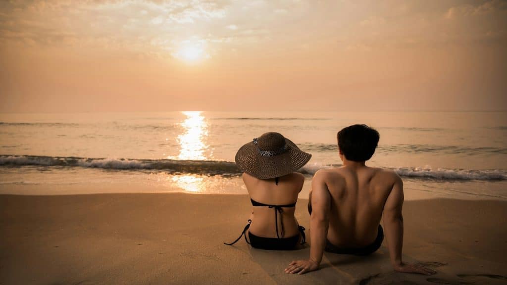 couple watching sunset together