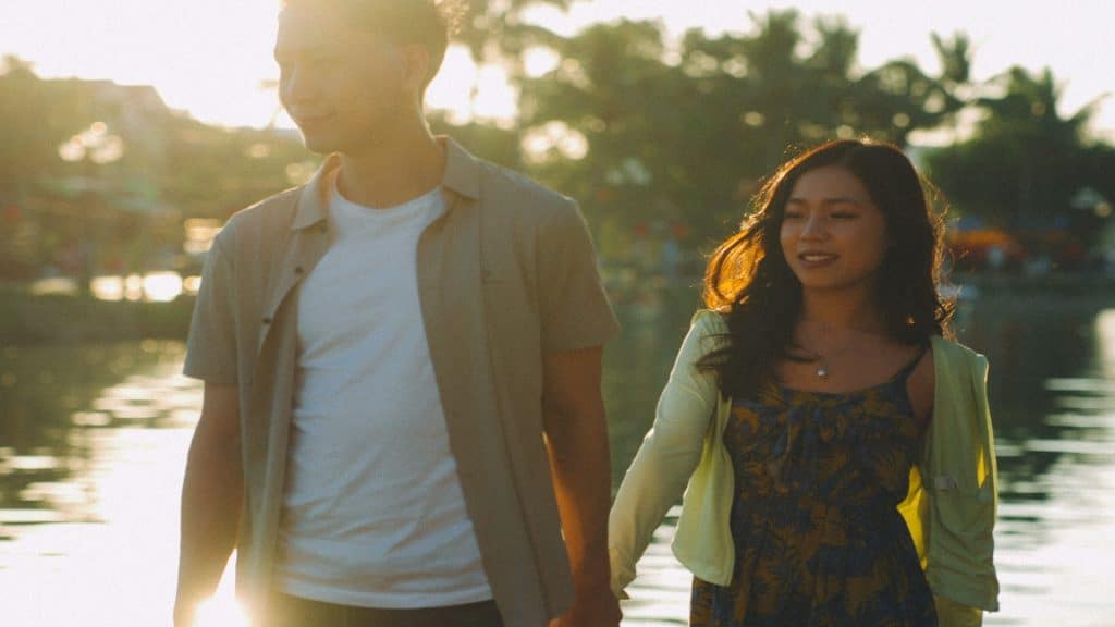 couple walking together outdoors