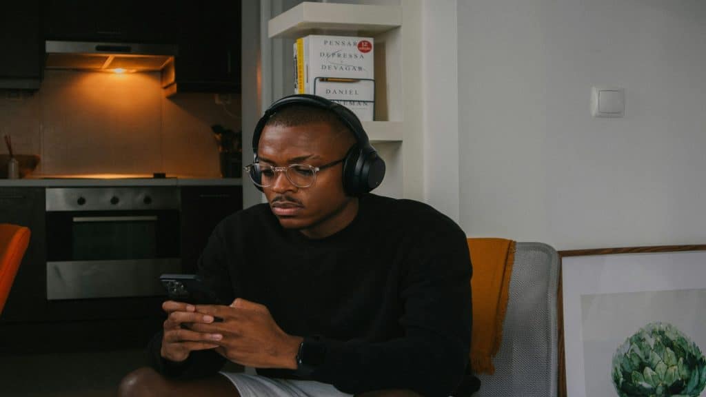 man listening attentively