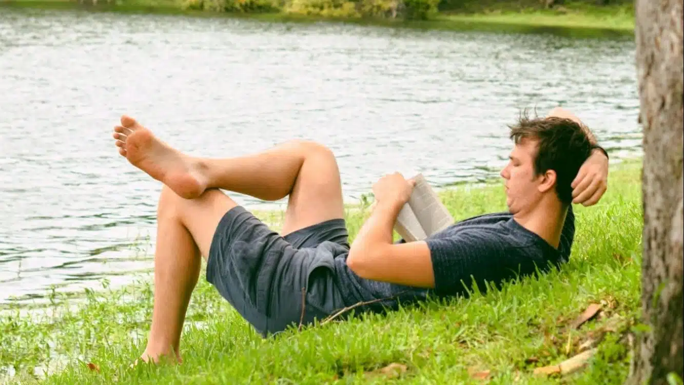 man relaxed outdoors