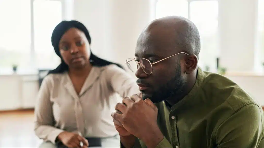 A man realizing something