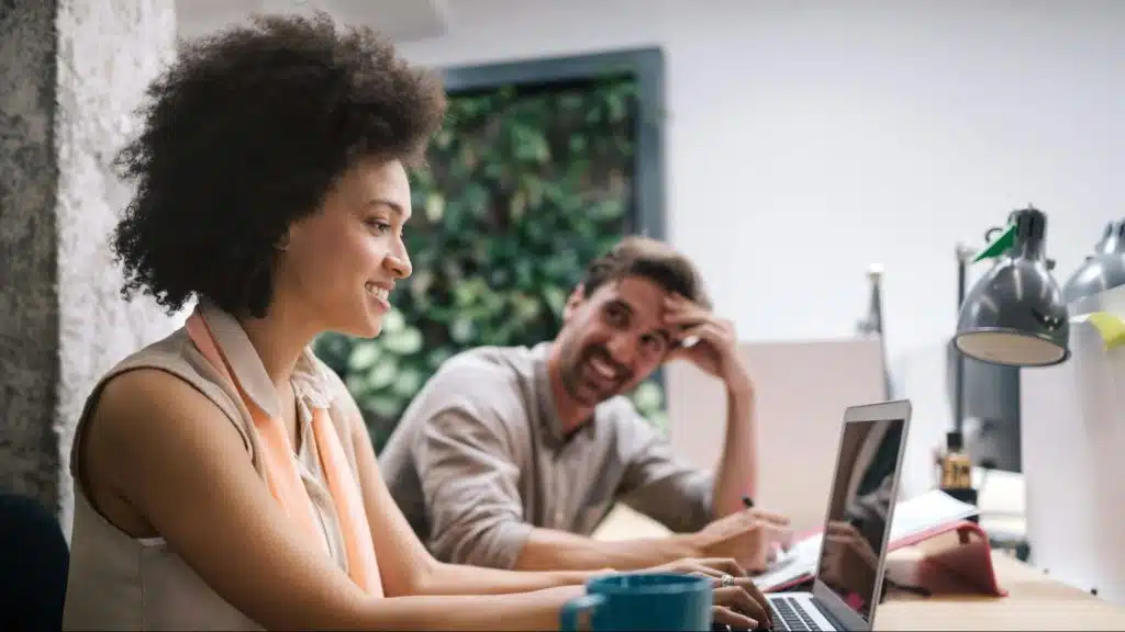 Woman with her co-worker