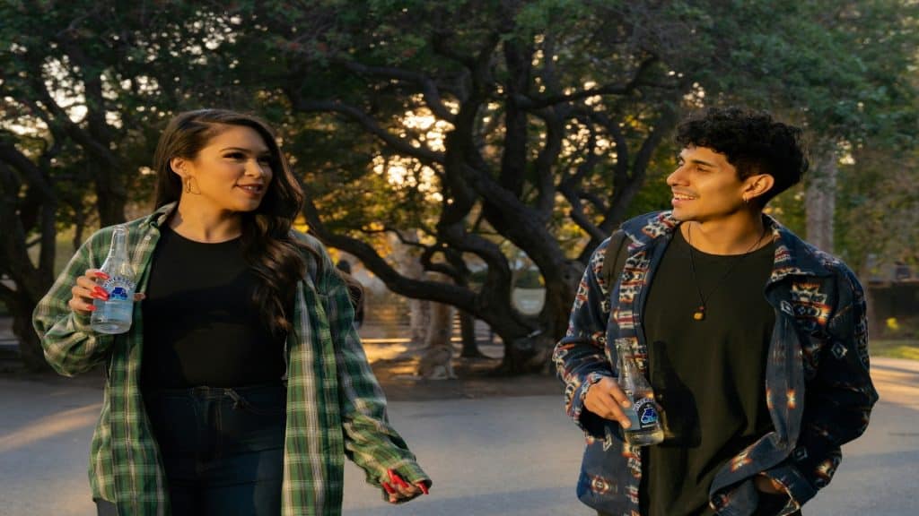 couple walking together during thoughtful conversation