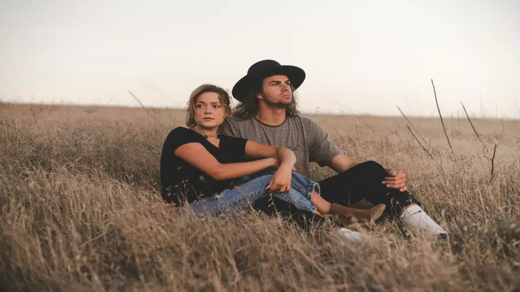 couple sitting together in thoughtful silence
