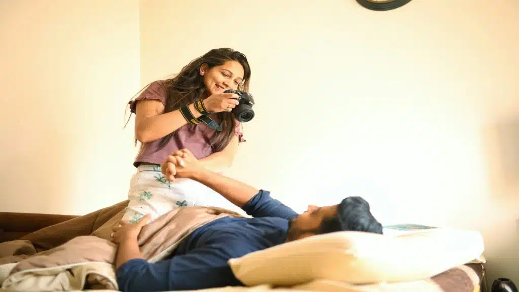woman putting effort while man seems passive