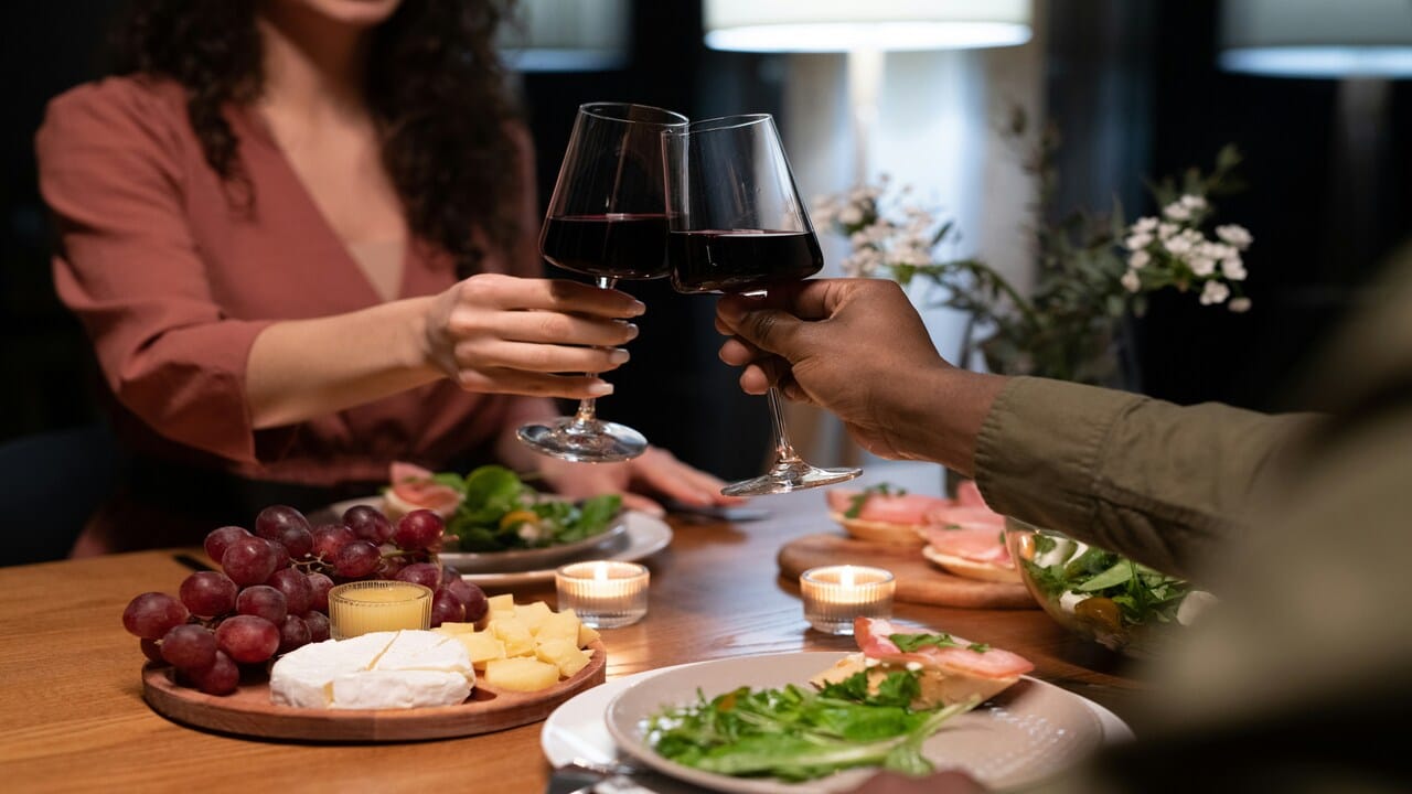 A couple on a wine date