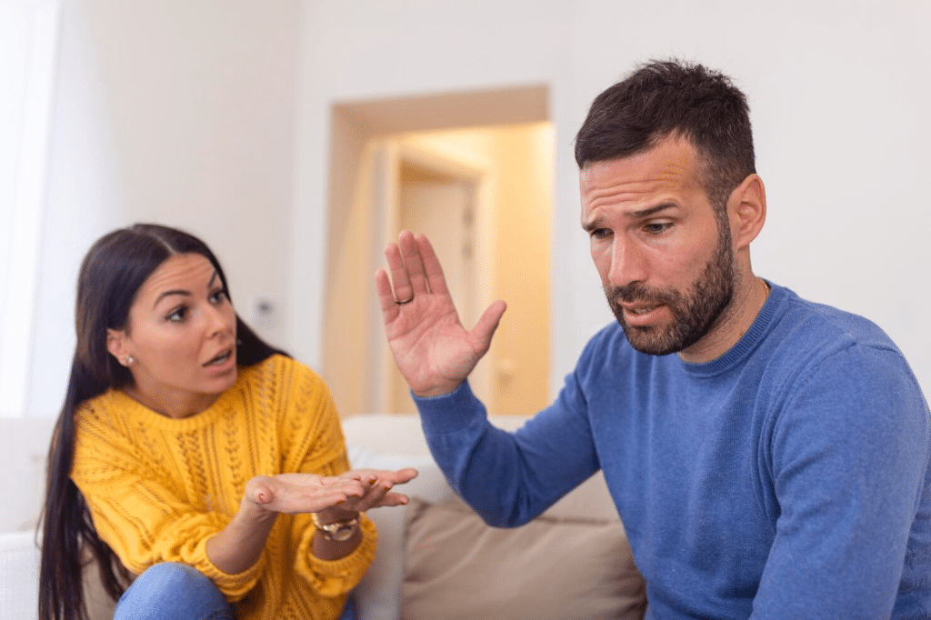 A woman nagging a man