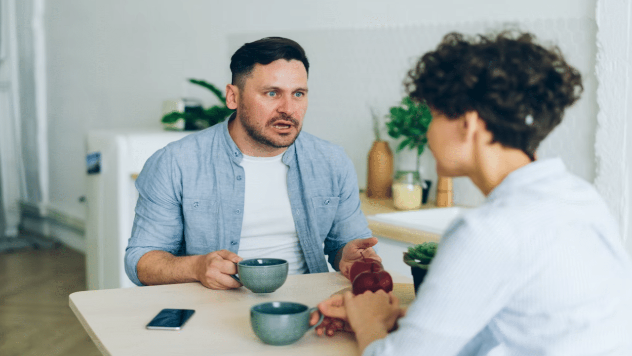 A man berating his wife