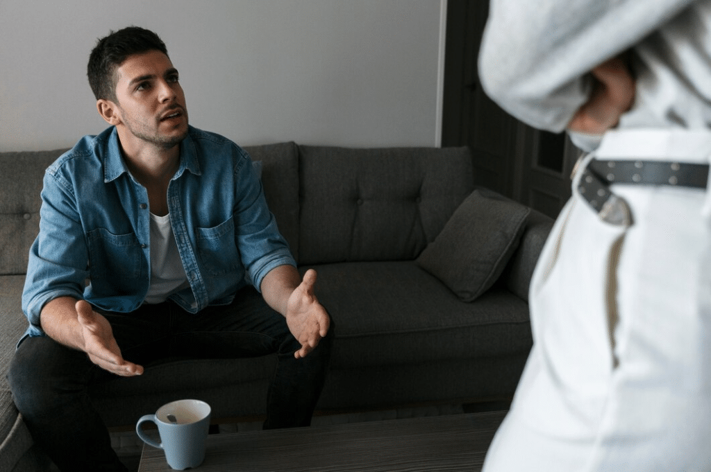 Couple in relationship having a fight indoors