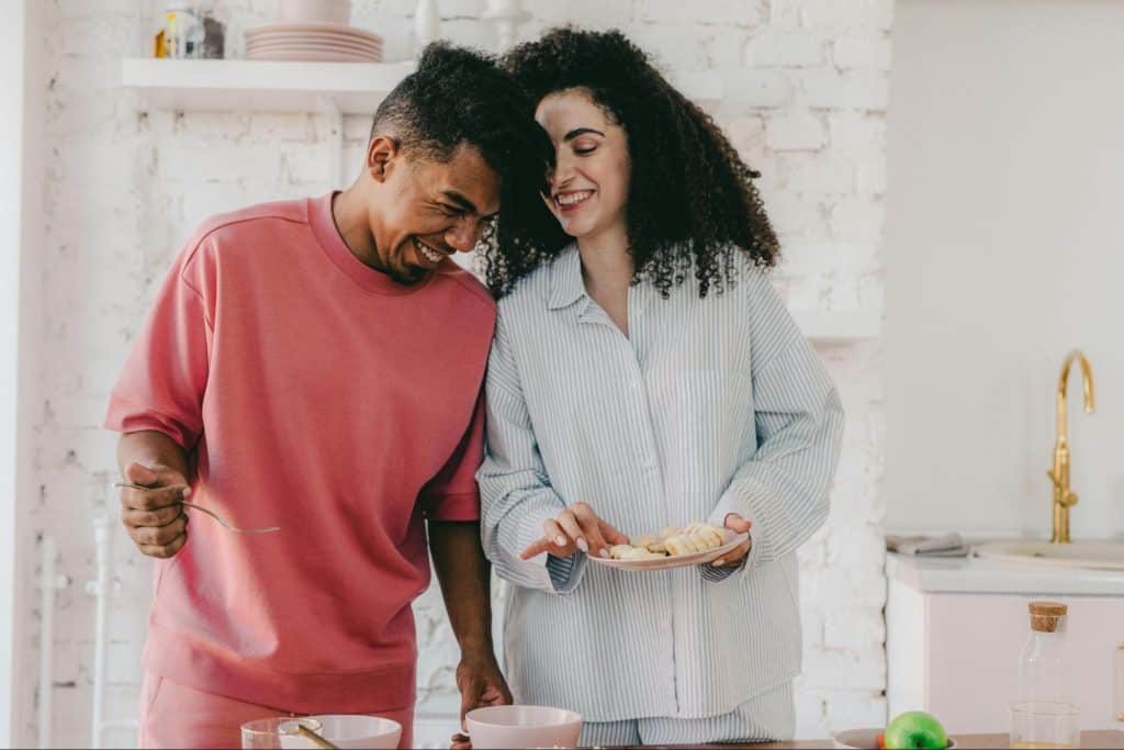 A man and woman happy together
