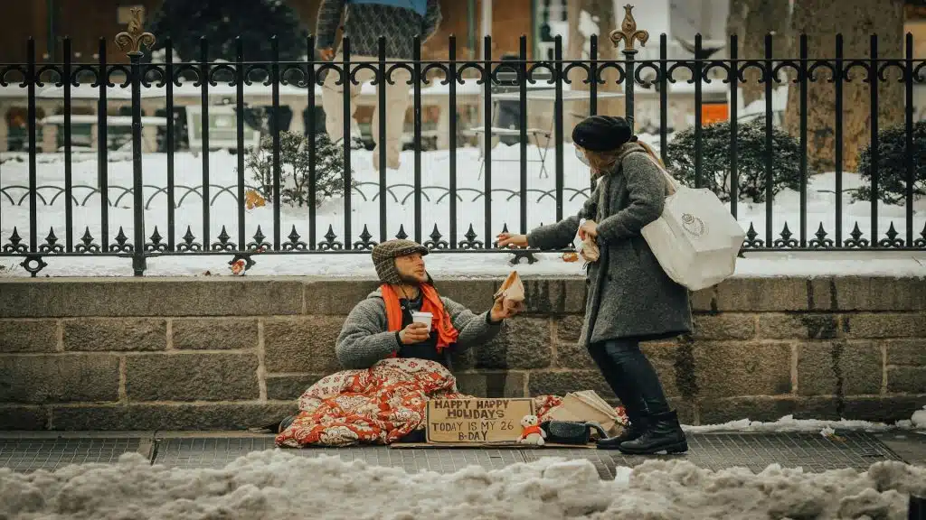 woman helping someone kindly