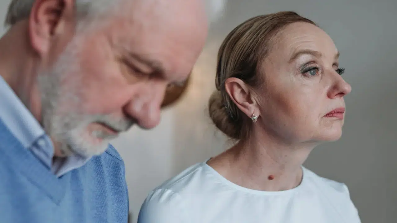 A man listening to his upset wife