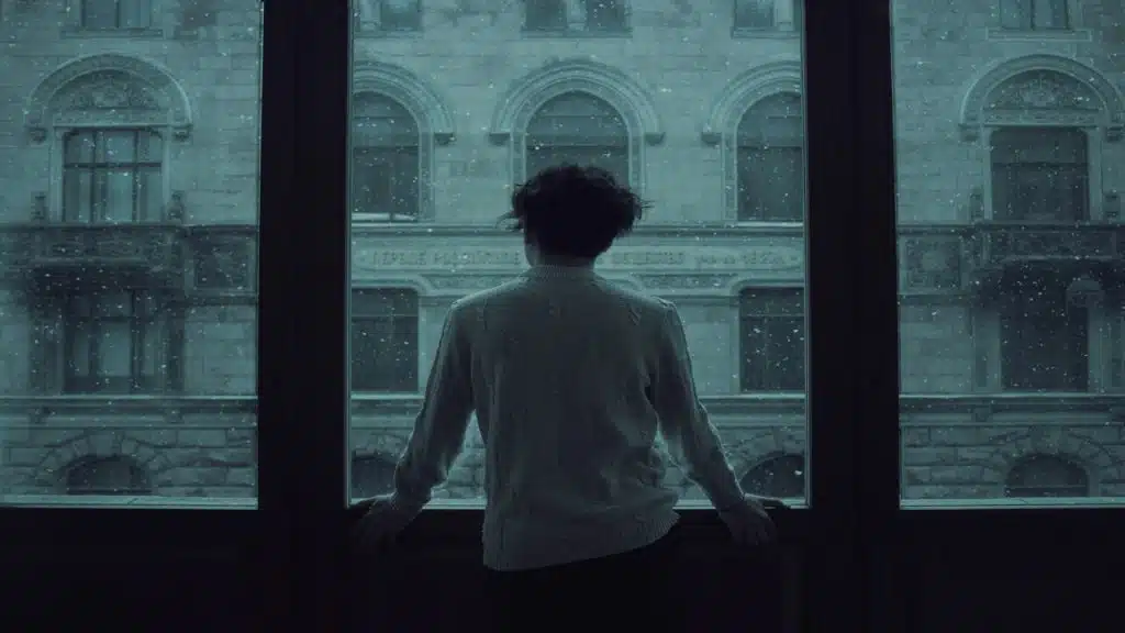 A man looking out the window