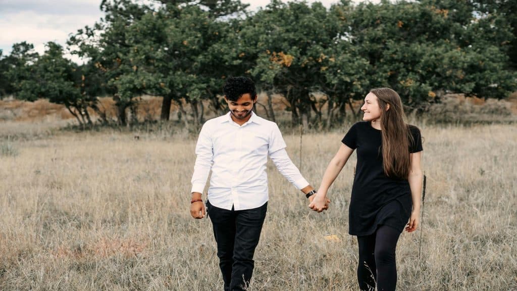 couple walking together outdoors