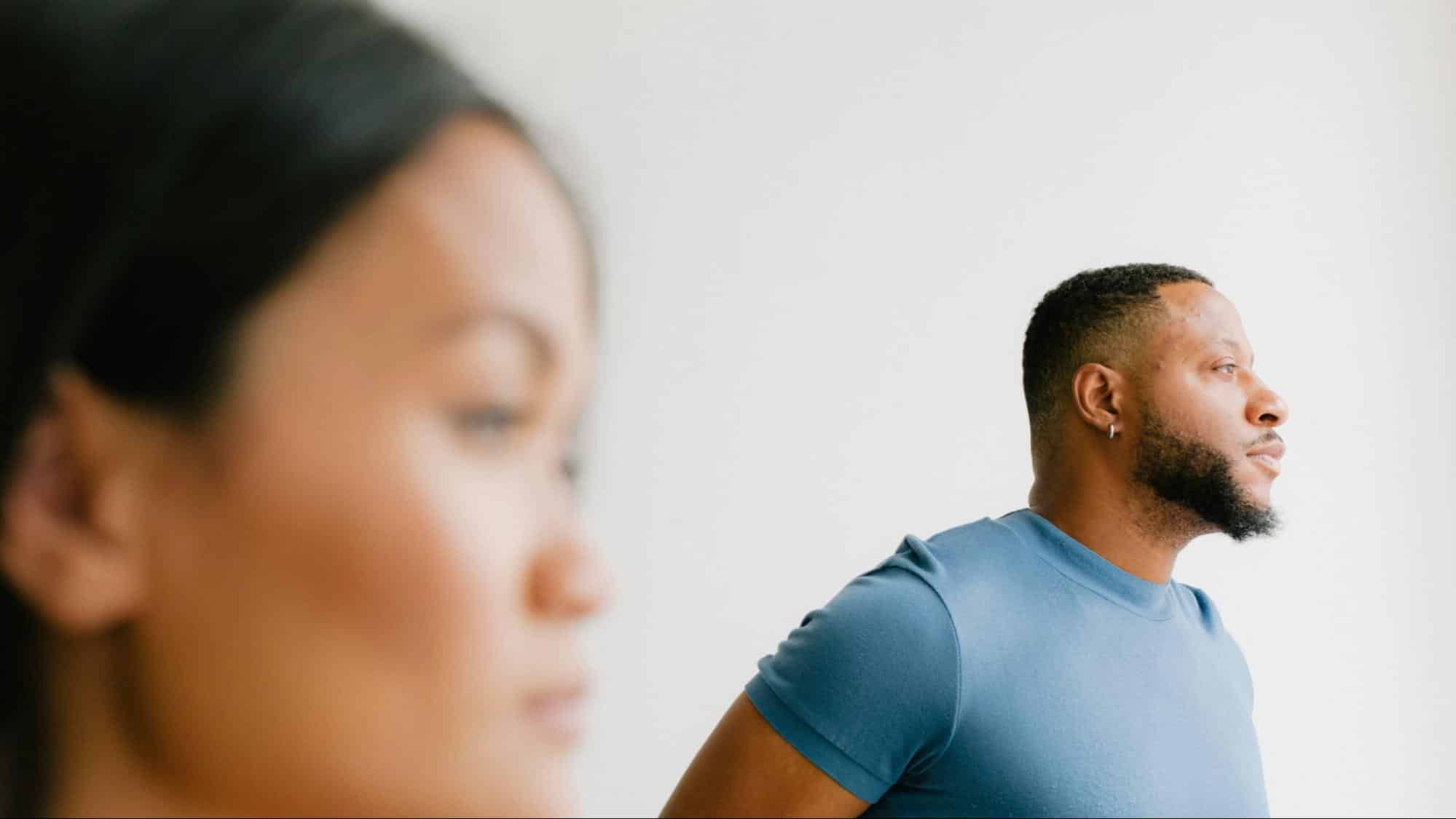 A man and woman not talking to each other