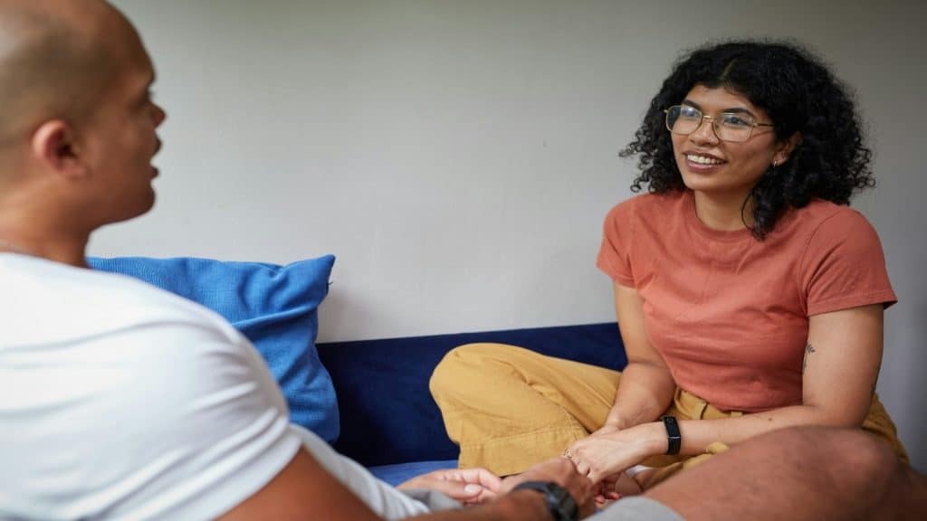 couple reconnecting through conversation