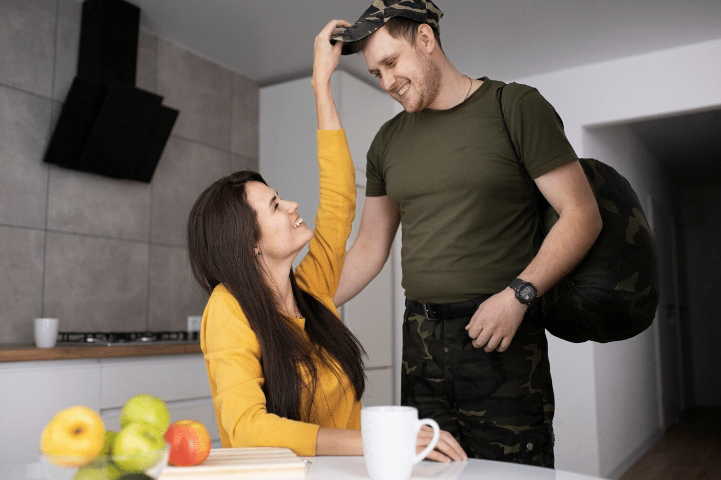 A man talking to woman