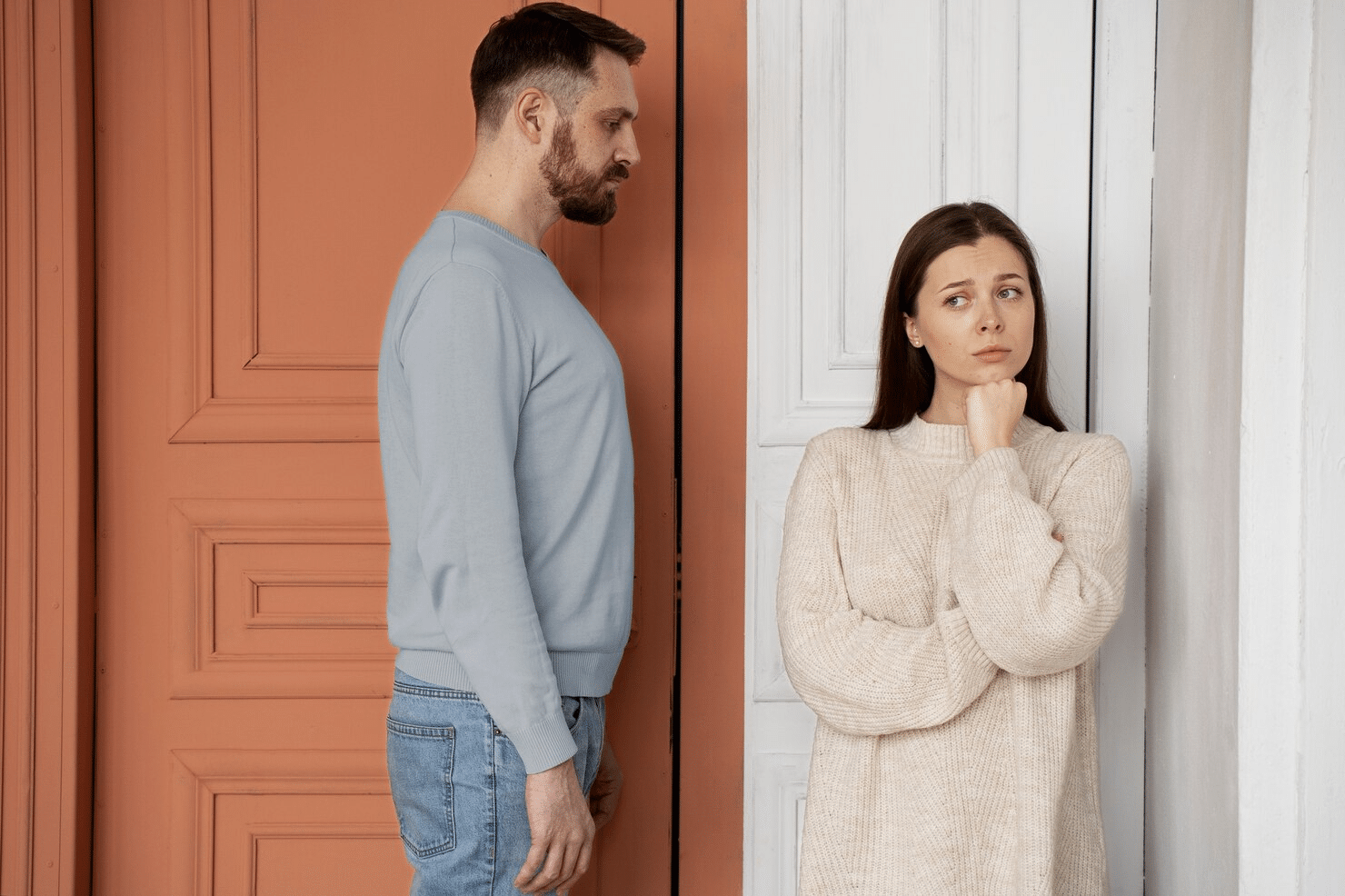 Woman being cold toward a man
