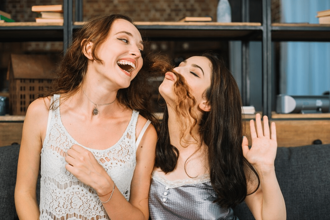 Happy friends spending time together